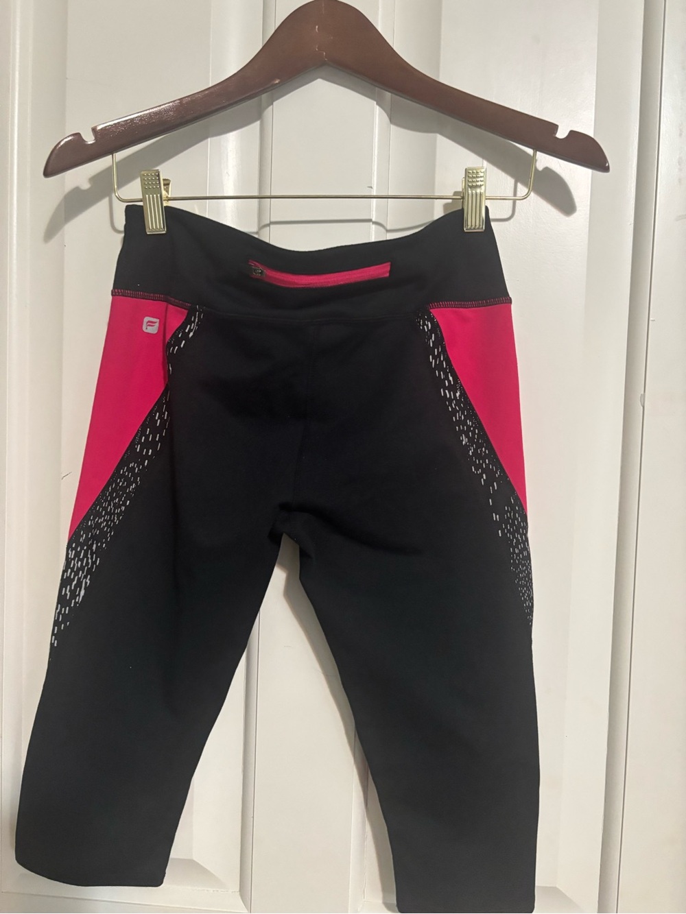 Fila Black and Hot Pink Cropped Performance Leggings